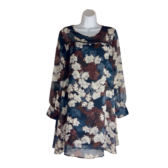 Simply Noelle Floral Sheer Lined Swing Dress Small Medium - Picture 2 of 12